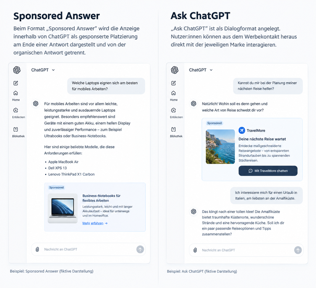 ChatGPT-Anzeigenformate ChatGPT Ads Anzeigenformate - MADDITION Performance Marketing